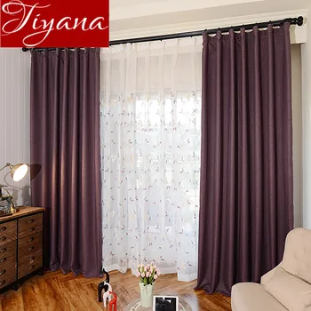 

Purple Curtains Embroidered Voile Curtinas Leaves Modern Window Living Room Curtains Tulle Drapes Sheer Fabrics Cortinas X265#30