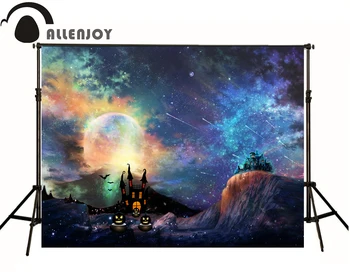 

Allenjoy Photographic backdrop Pumpkin Castle interstellar planet Halloween Cute Baby Photocall background photography studio