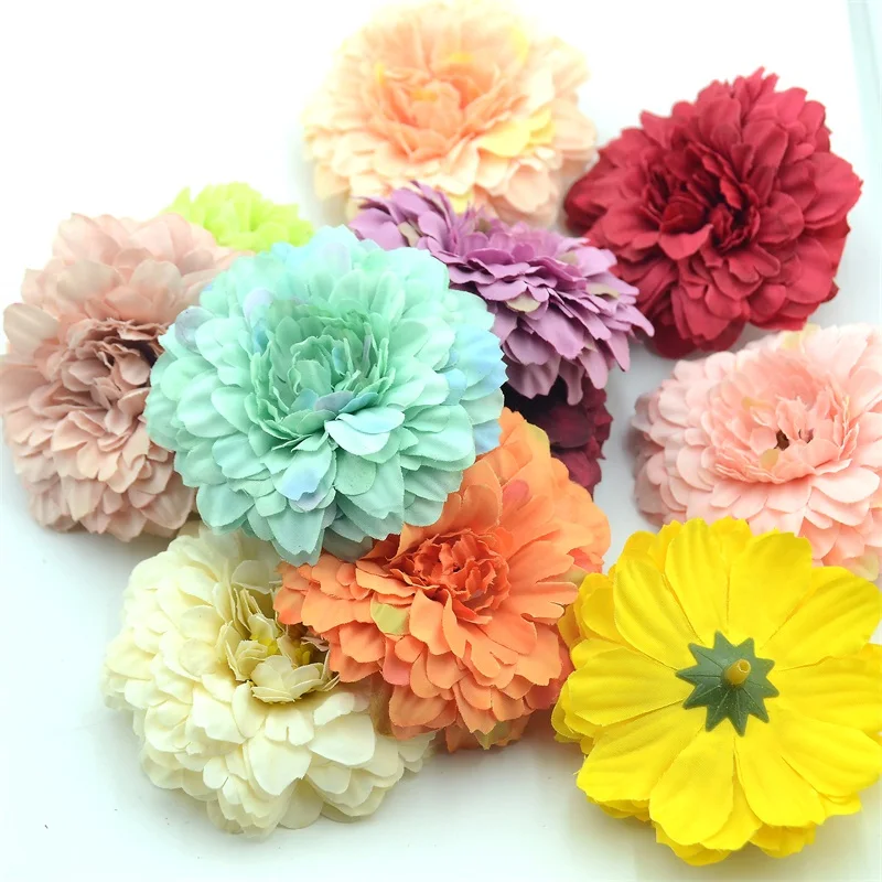 5 шт. 7 см искусственные хризантемы шелковая Цветочная головка для дома Свадебные украшения венок Скрапбукинг искусственный подсолнух цветы - Цвет: MIx