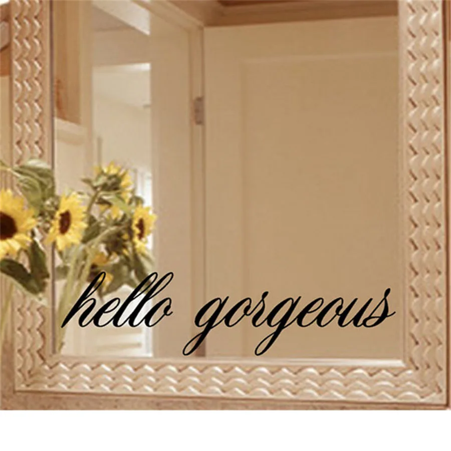 Hello Gorgeous Inspiron Quotes Wall Stickers Girls Mirror Multi Sizes Wall Decal For Toliet Shower Room Home Decoration (4)