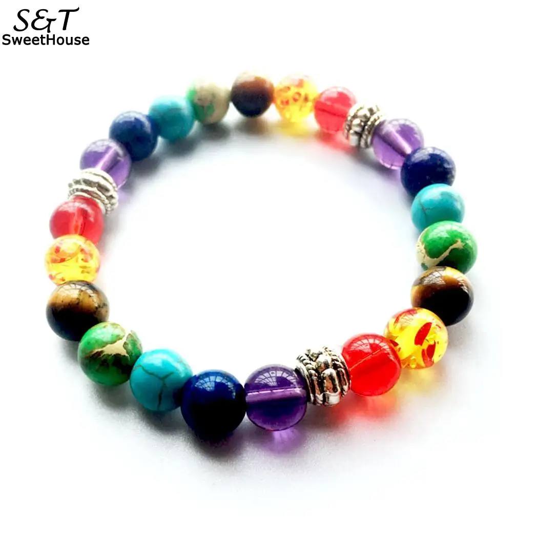 

New Women Beading Bracelet Fashion Multicolor Stone Casual Jewellery Gift Elastic Band