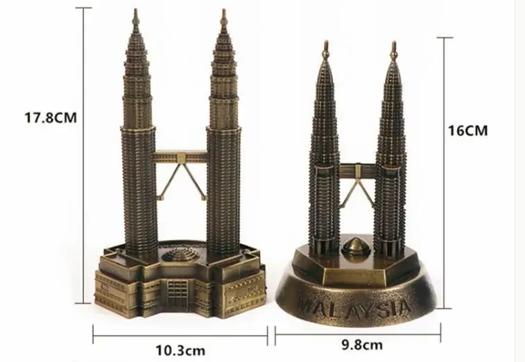 Творческий Ретро гладить бронзовые украшения Малайзии башни Петронас всемирно известный Мини Фигурки Ремесел миниатюры подарок FG878