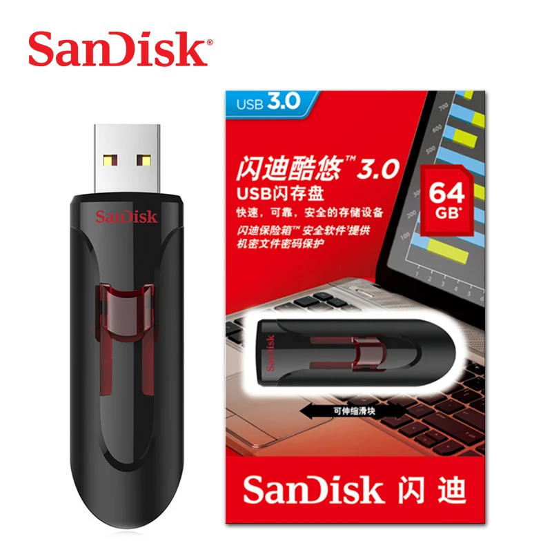 Флеш-накопители USB SanDisk, флеш-накопители, 16 ГБ, 32 ГБ, 64 ГБ, 128 ГБ, 256 ГБ, флеш-накопитель USB 3,0, флешка, флешдиск, USB ключ, u-диск для ПК