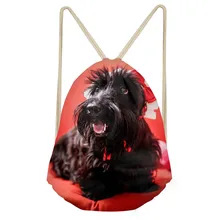 Funny 3D Dog Scottish Terrier Print Women Men Drawstrings Bags Teens Boys Girls Storage Backpacks Softback Beach BagSumka