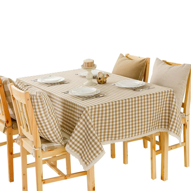 

Nanometer Waterproof Table Cloth Square Rectangular Tablecloths For Wedding Kitchen Plaid Printed Big Size Table Cover Party