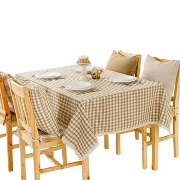 

Nanometer Waterproof Table Cloth Square Rectangular Tablecloths For Wedding Kitchen Plaid Printed Big Size Table Cover Party