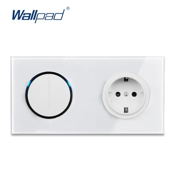 

2 Gang 2 Way With EU German Socket Wallpad Luxury Tempered Crystal Glass Panel Electric Wall Power Socket