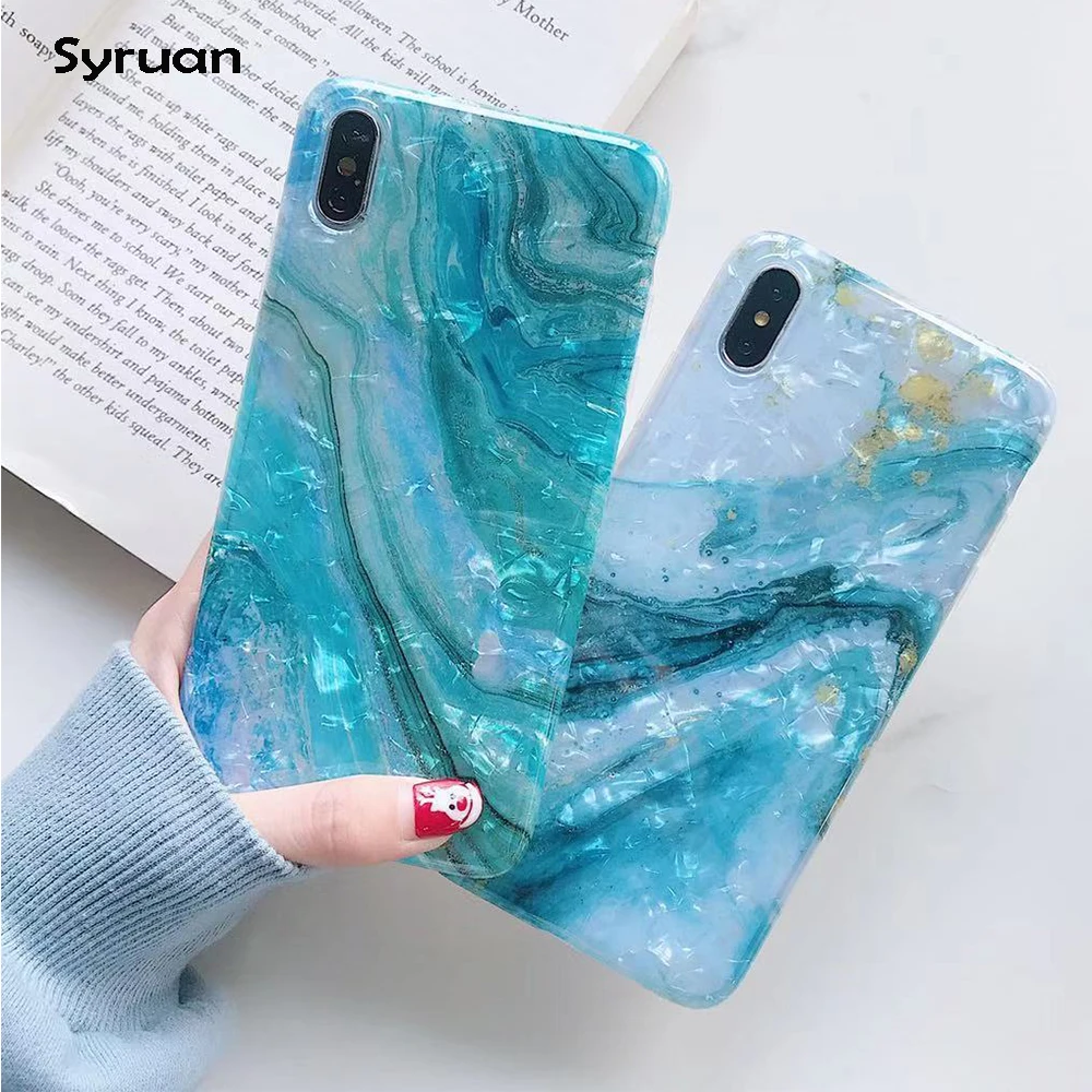 

Conch pattern Marble Case For Coque iphone 7 X XS XR MAX Case Soft TPU Back Cover For iphone 6 6S 7 8 Plus Case Cover