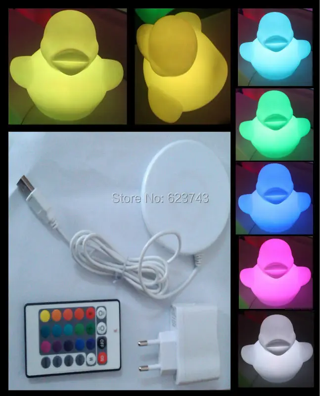 

Wireless charging multi-color Rubber Duck LED night light H28cm waterproof,rechargeable Big Donald Duck baby nightlight gift toy
