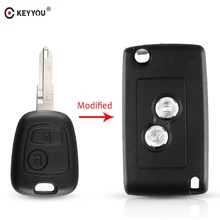 KEYYOU Modified 2 Buttons Key Remote Car Accessories Case For Peugeot 206 207 306 406 For Citroen NE73 Blade Key Shell Case