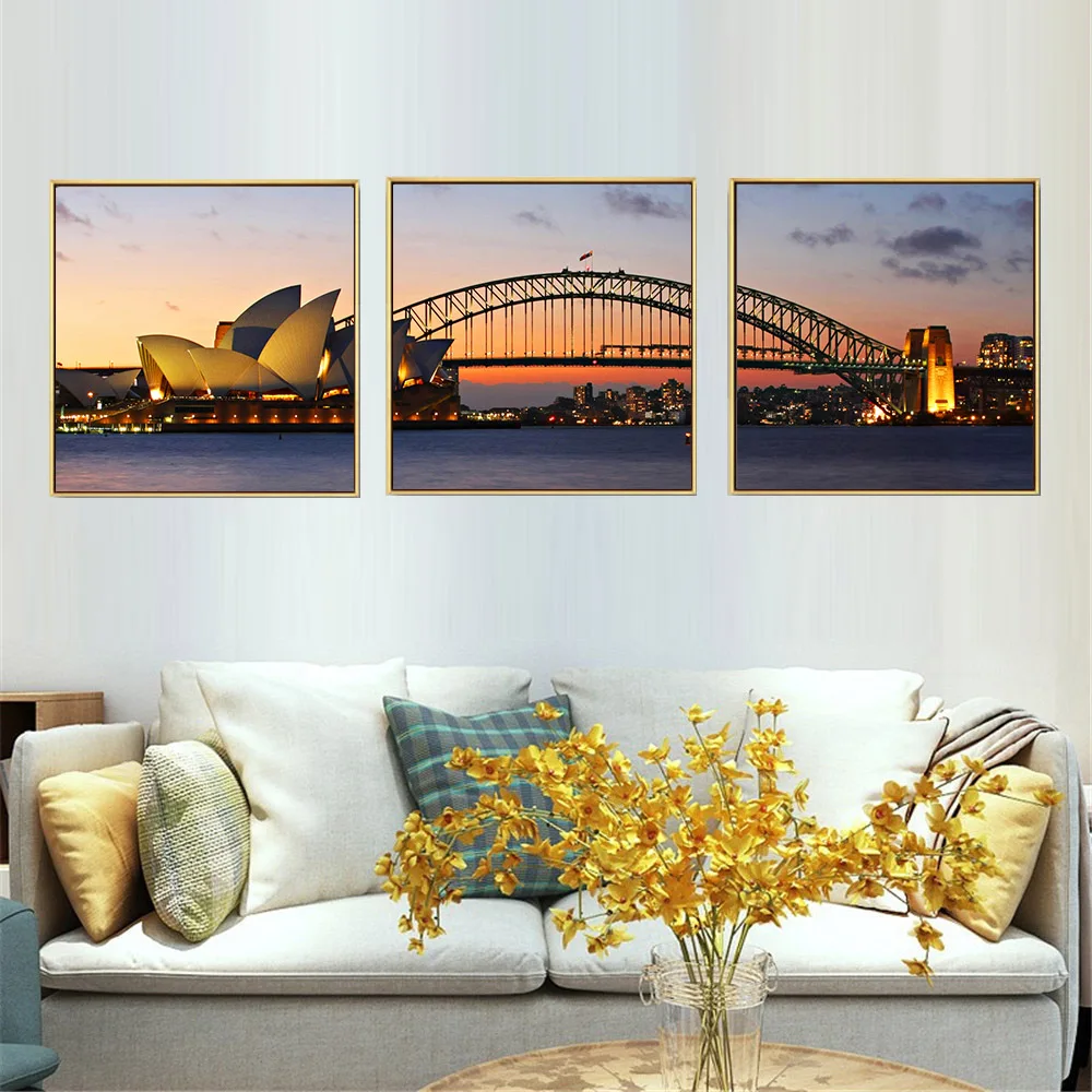 3 Pcs/Set Modern Building Landscape Wall Paintings Sydney Opera House