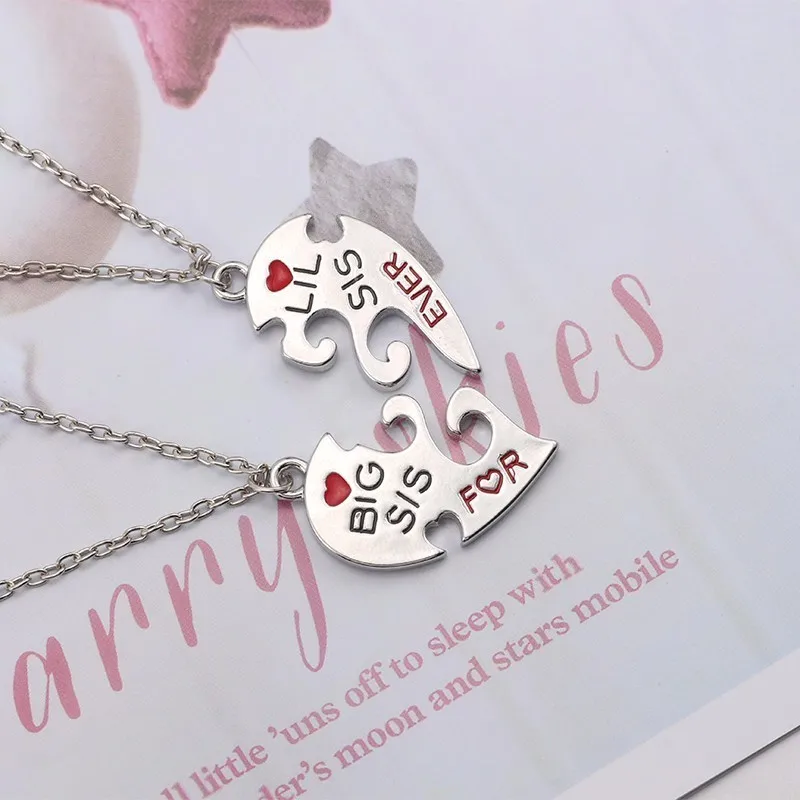 Best-Sister-Necklace-For-Women-Broken-Red-Love-Heart-Pendant-Silver-Big-Sis-Little-Sis-Forever (3)