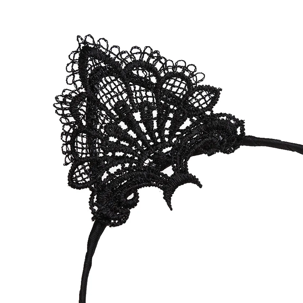 Аксессуары для одежды, кружевная Женская Сексуальная повязка на голову, 1 шт., для девушек, черная Милая кошачья Ушная цепочка, ювелирное изделие, праздничный головной убор из полиэстера# Y30