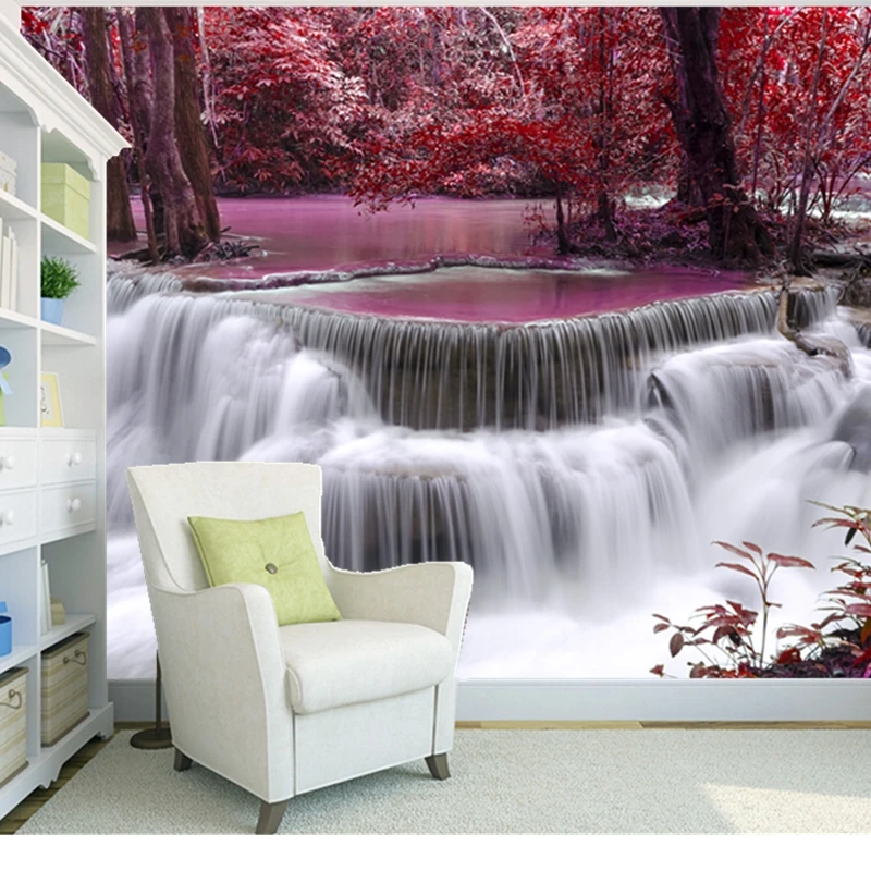 カスタム自然風景壁紙 森の滝 3dフォトmural用リビングルーム寝室の壁塩ビ壁紙 Mural Wallpaper Mural Graffitiwallpaper Classic Aliexpress