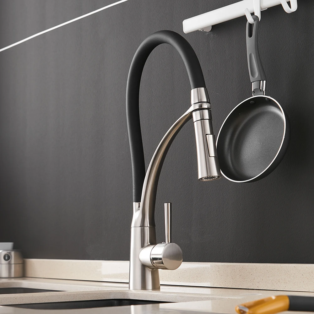 Kitchen Mixer LED Light Sink Faucet Brass Brushed Nickel Torneira Tap Kitchen Faucets Hot Cold Deck Mounted Bath Mixer Tap 7661