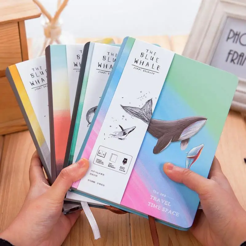 

Fromthenon Color Painted Cute Whale Notebook Diary With Illustration Kids Notebook Korean Stationery Office & School Supplies