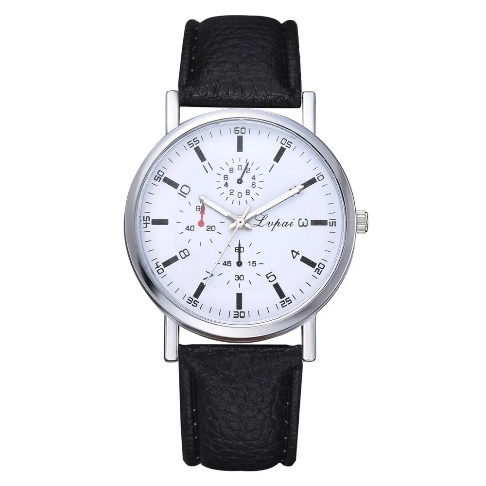Lvpai, мужские кварцевые аналоговые часы из искусственной кожи, сплав, роскошное стекло, Модные Классические наручные часы Relogio Masculino, подарок, 30P - Цвет: Black