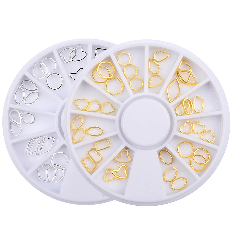 Hollow Style Gold Silver Metal 3d Nail Art Decorations 36pcs per box Round Oval Square Design Nail Beauty Accessories Wheel
Hollow Style Gold Silver Metal 3d Nail Art Decorations 36pcs per box Round Oval Square Design Nail Beauty Accessories Wheel