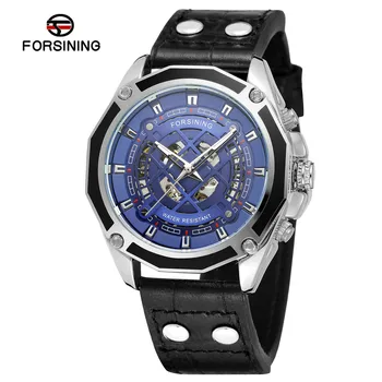 

FORSINING Military Men's Skeleton Mechanical Watch Leather Antique Wrist Watches Casual Automatic Self Wind Wristwatches Clock