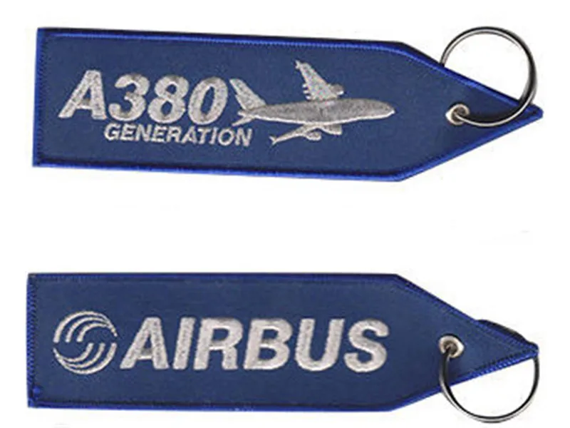 Airbus A380 Generation Aircraft Custom Fabric Embroidered Keychain Key Tagsin Key Rings from