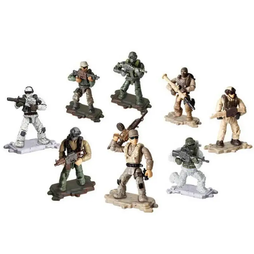 

Modern Jungle Desert military army forces action figures building block Snow leopard Commandos weapon gun mega bricks toys