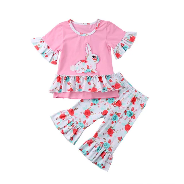 

girls clothes rabbit printing thanksgiving outfits kids fashion 2019 summer boutique clothing floral christmas baby korean