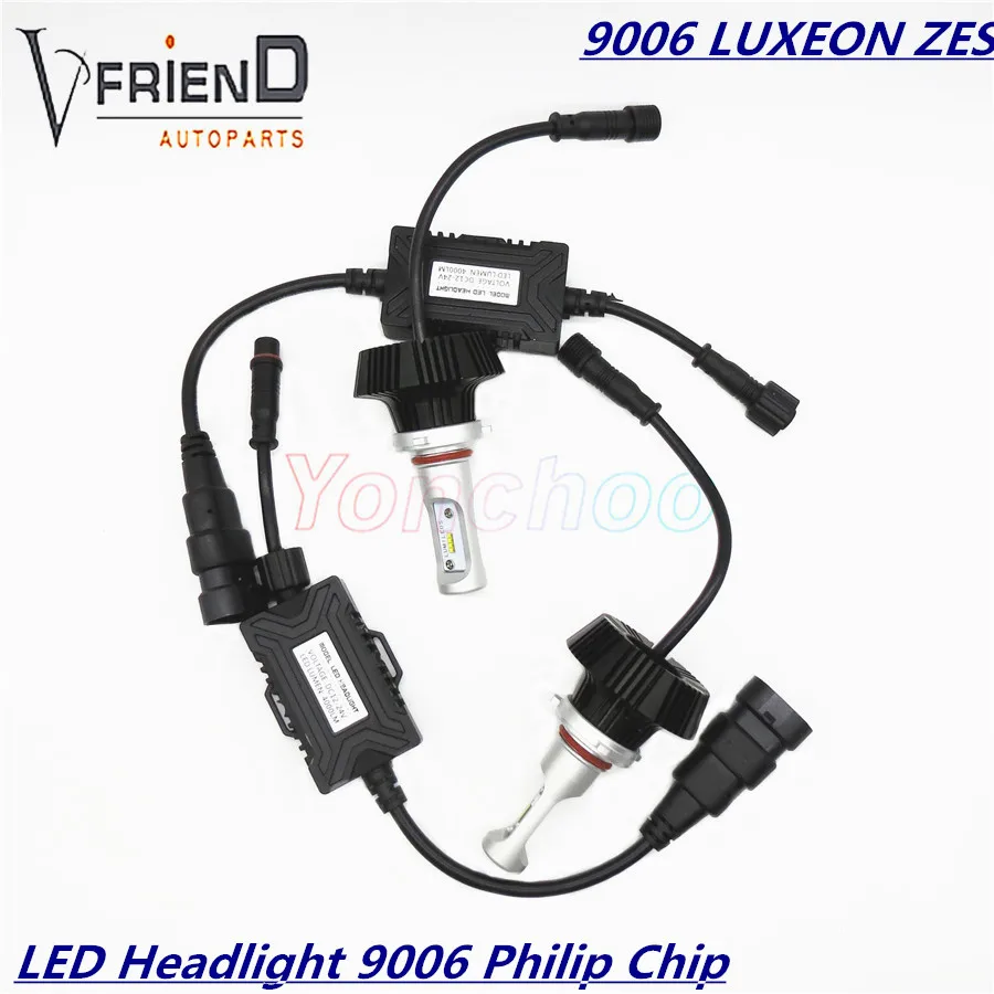 

1Pair 9006 HB4 LED Headlight Kits 6000K LUMILEDS LUXEON ZES Phi lip's Chip