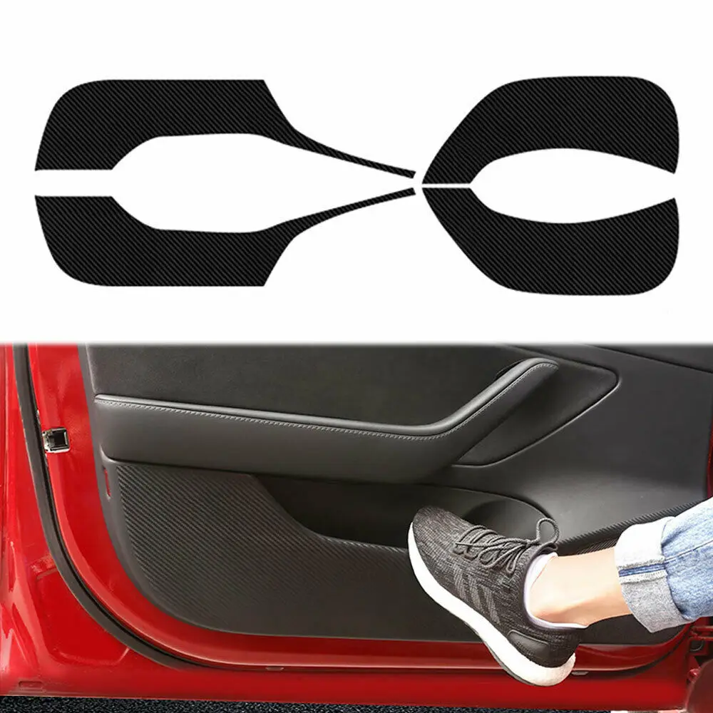 

For Tesla Model 3 2018-2019 4pcs Car Inner Door Anti Kick Protection Pad Cover Sticker