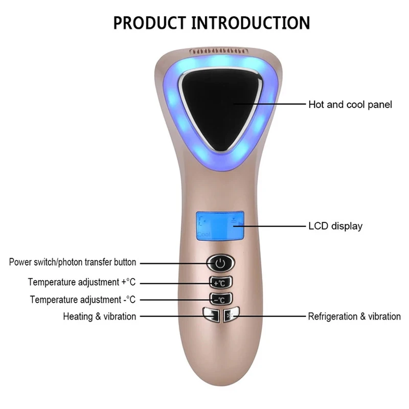 Ultrasonic Cryotherapy Face Lifting Hot Cold Hammer Electric anti aging Skin Rejuvenation Tightenin
