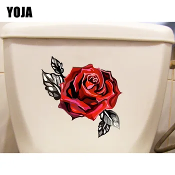 

YOJA 18.8*19CM Red Rose Home Decoration Toilet Sticker Room Wall Decals Decor T1-0389