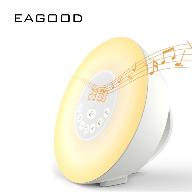 

EAGOOD Smart Wake-up Alarm Wireless Indoor Bluetooth Speaker Colorful LED Multifunctional Night Light Wake-up Light FM Radio