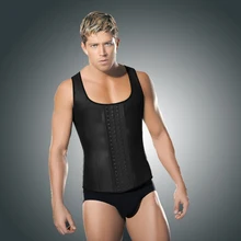 ФОТО s-3xl plus size body shaper faja hombre latex waist trainer for men girdles men steel boned mens waist training corsets vest