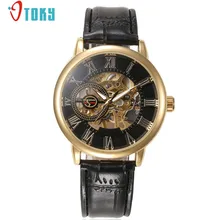 OTOKY Montre Hommes De Luxe Steampunk Squelette En Acier Inoxydable Automatique Mécanique Hommes de Montres En Cuir bande relogio masculino