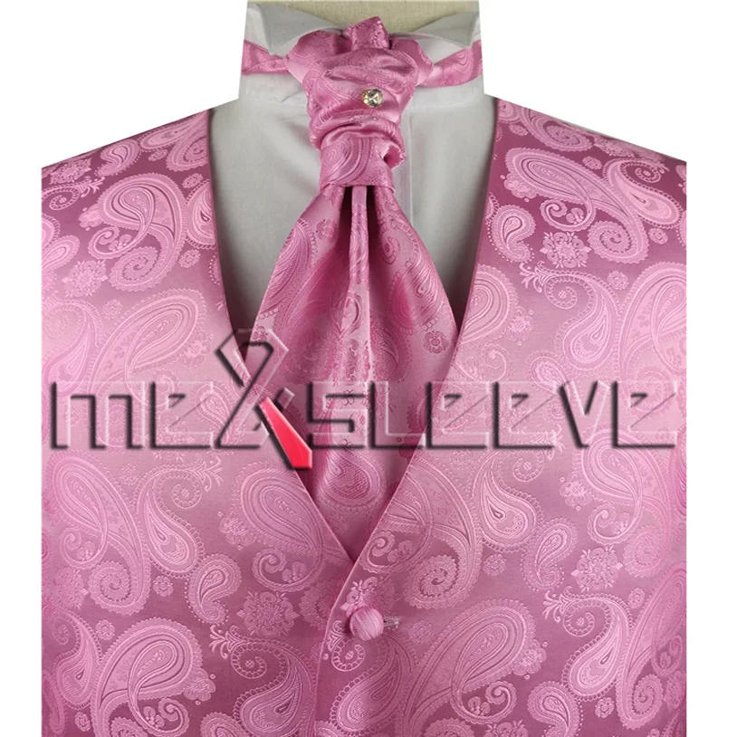 

Free Shipping High quality men fashion business dress pink paisley waistcoat