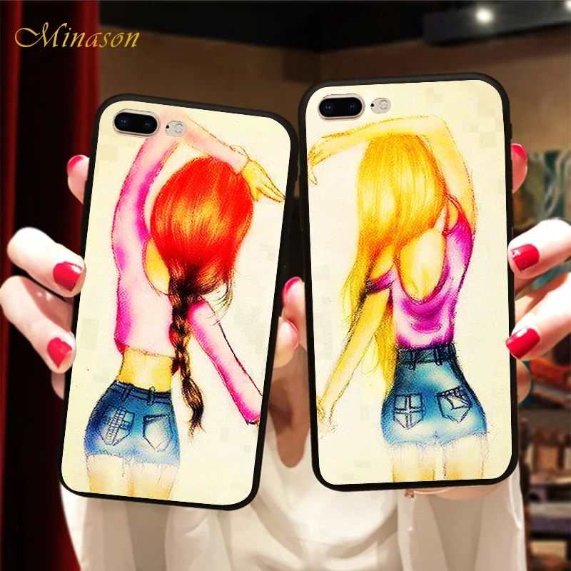 Minason Love Heart Best Friends Forever чехол для iPhone X 8 5 5S XR XS Max 6 6S 7 Plus BFF мягкий Fundas Capinha Coque |