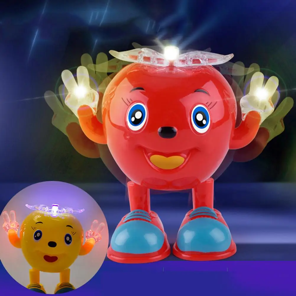 Cute Electric Toy Dancing Lightining Apple Robot with LED Flashing Music Kids Interactive Toys for children brinquedos juguetes