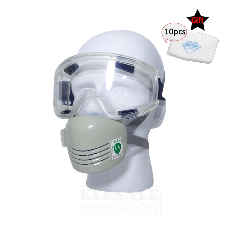 

High Quality Work Dust Mask With Safety Goggles + 10pcs Filters Gift For Woodworking House Clean Dust Proof Work Safety Mask