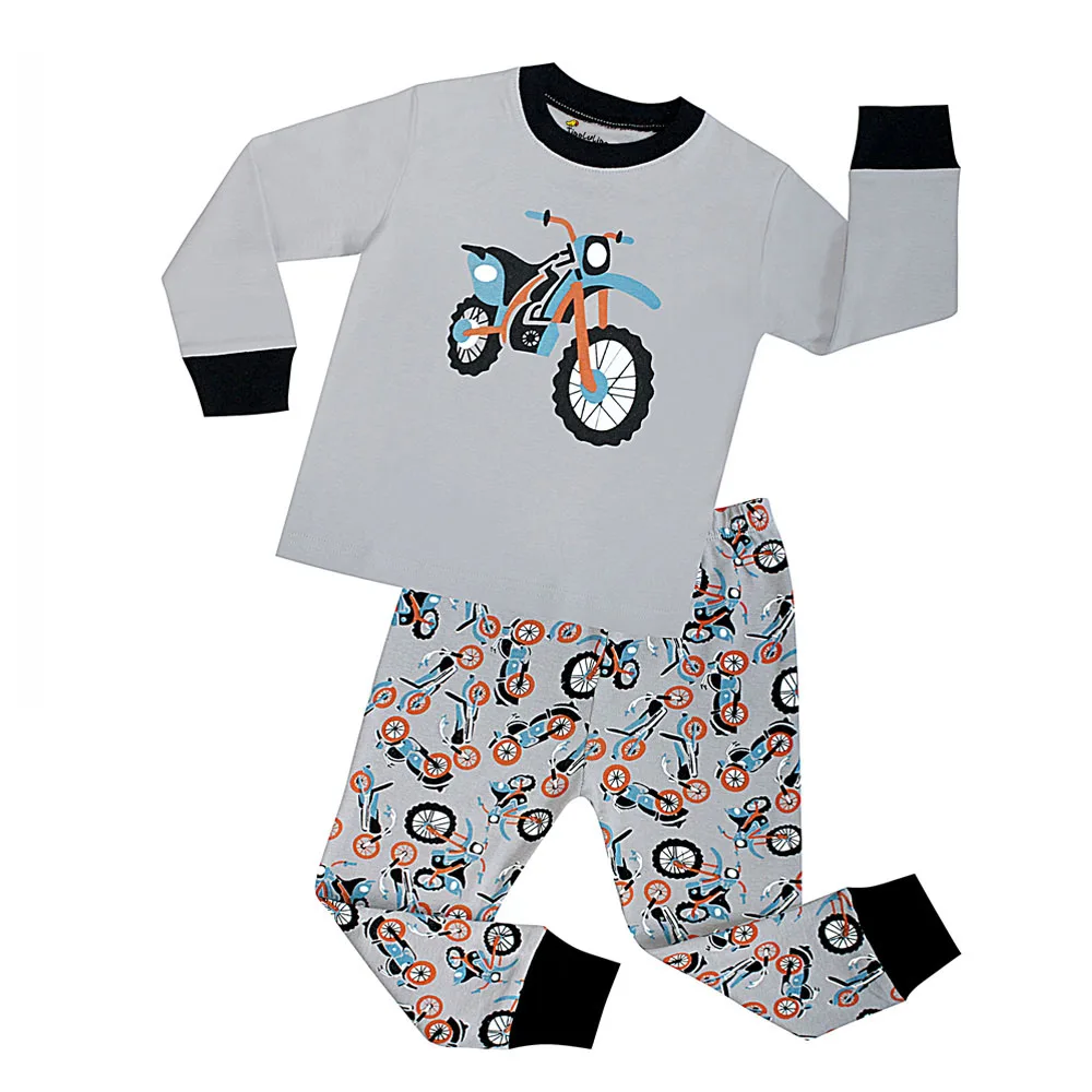 Новая Пижама для мальчиков из 2 предметов, Детская Пижама с мотоциклом Пижама для детей возрастом от 2 до 8 лет, комплекты детской одежды для девочек, хлопок, рукав - Цвет: NO133