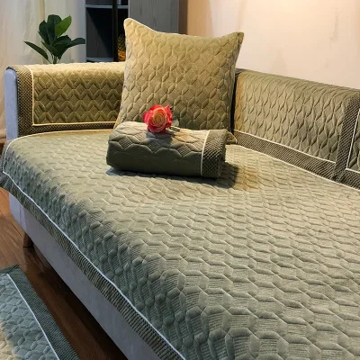 Супер мягкий короткий плюшевый диван подушка нескользящий современный чехол четыре сезона универсальный диван полотенце зима sofaccover на заказ - Цвет: gray green