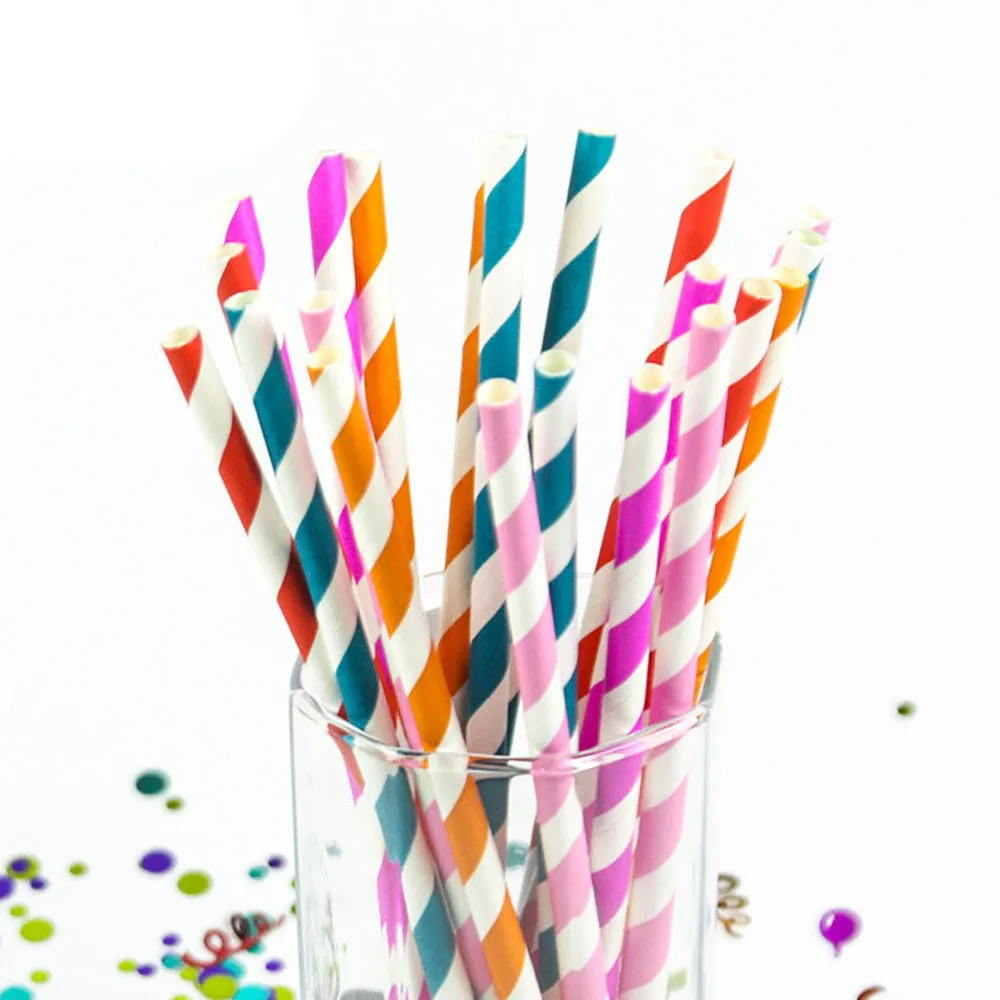 150 шт бумажные соломки для дней рождения вечерние поставки тема питьевой радужные соломинки Бар Инструмент соломы