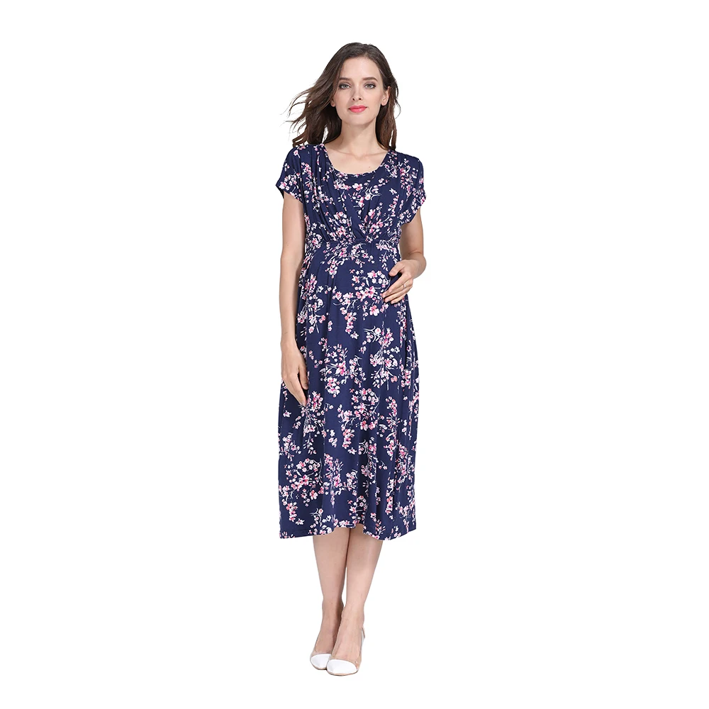 

Women Pregnant Dress Gravidez Stretch Pregnancy Breastfeeding Clothes Floral Lactation Clothing Big Size Free Shipping
