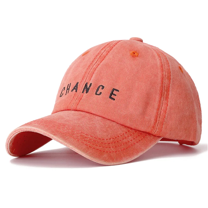 Новая модная бейсболка с вышитыми буквами CHANCE, высококачественная повседневная шапка мужская женская Регулируемая винтажная Кепка из стираного хлопка - Цвет: Orange