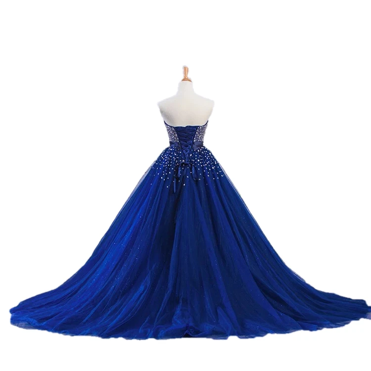 Ярко-синее без бретелек ТРАПЕЦИЕВИДНОЕ длинное атласное блестящее вечернее платье 2017 s длина до пола Торжественное шикарное вечернее