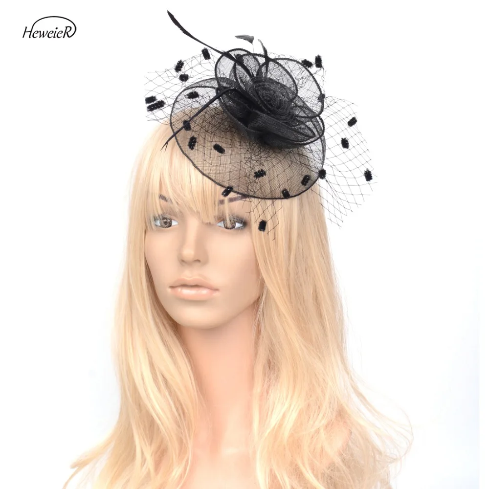 Lady Women Handmade Net Mesh Dot Fascinators Races Cocktail Party Hair