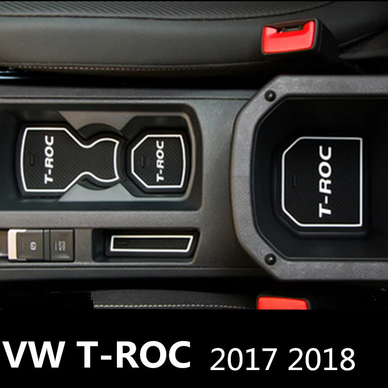 

For Volkswagen/Vw T-ROC T ROC 2017 2018 2019 Gate Slot Pad Non-slip Cup Mat Anti Slip Door Groove Mats Car Styling Accessory