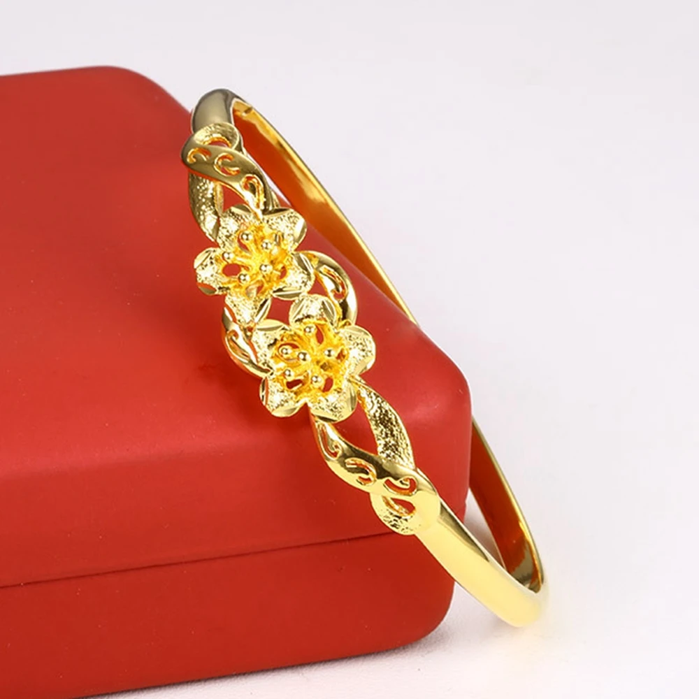 Женский свадебный браслет с цветочным узором желтое золото|bangle bracelet|women banglesbracelet