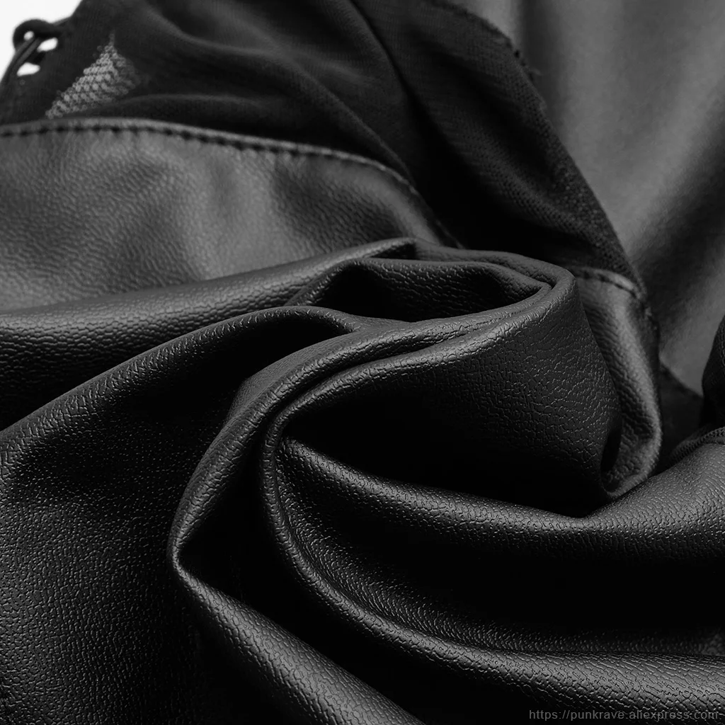 Панк рейв Женская Панк Сексуальная облегающая перспективная черная футболка с длинным рукавом готические Вечерние кожаные Клубные футболки хараюку