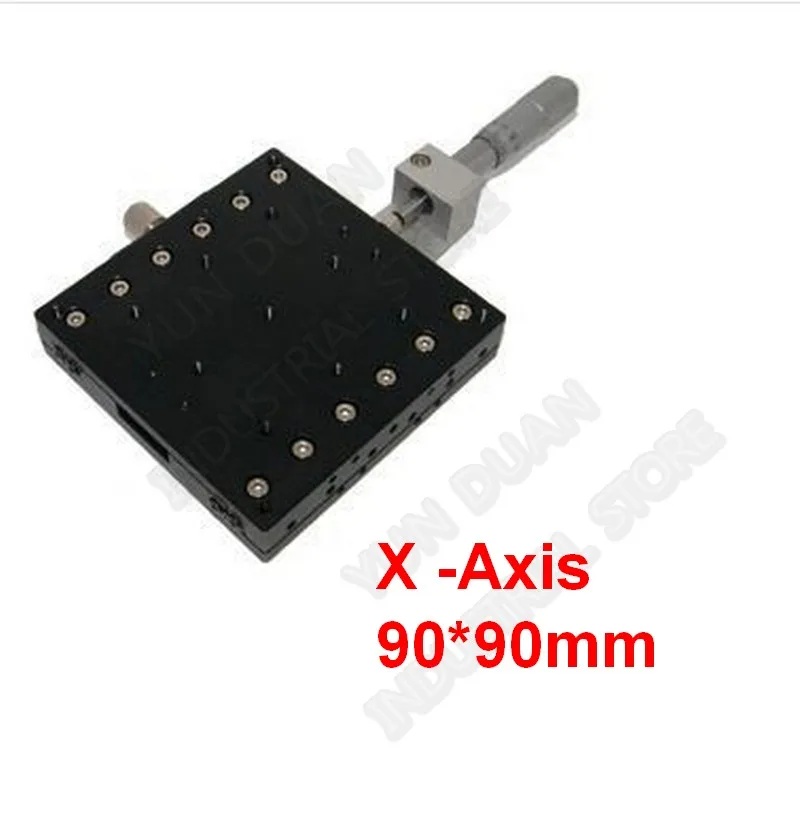 

Manual Micrometer Sliding Table X Axis 90*90mm Displacement Platform Cross Roller Guide Way Linear Stage High Precision LX90-C
