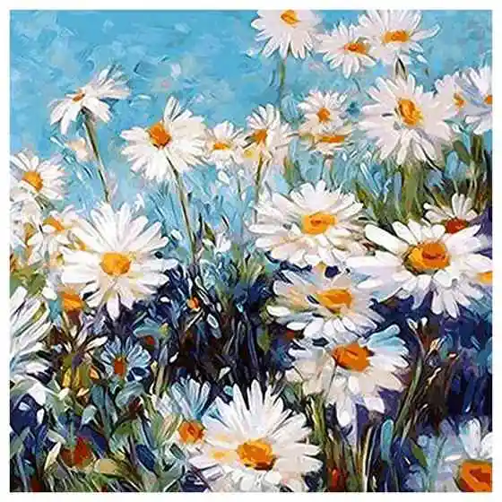 

SDFC-DIY Oil Painting Paint By Number Kit Image Drawing On Canvas By Hand Coloring Arts Crafts & Sewing NEW White Daisies