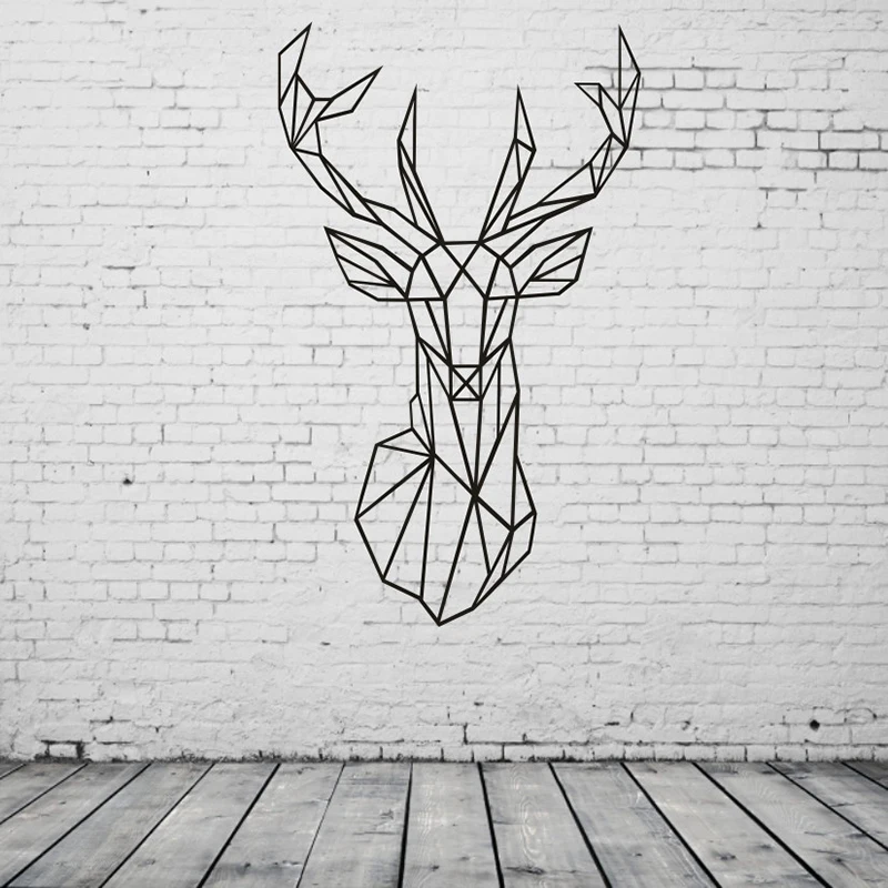 Enipate Geometric Deer Head Wall Sticker Geometry Animal Series Decals
